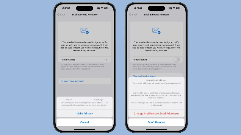 茄子河苹果手机维修分享苹果 iOS 18.1 支持设置“主要”邮箱地址并更改 iCloud 邮箱 